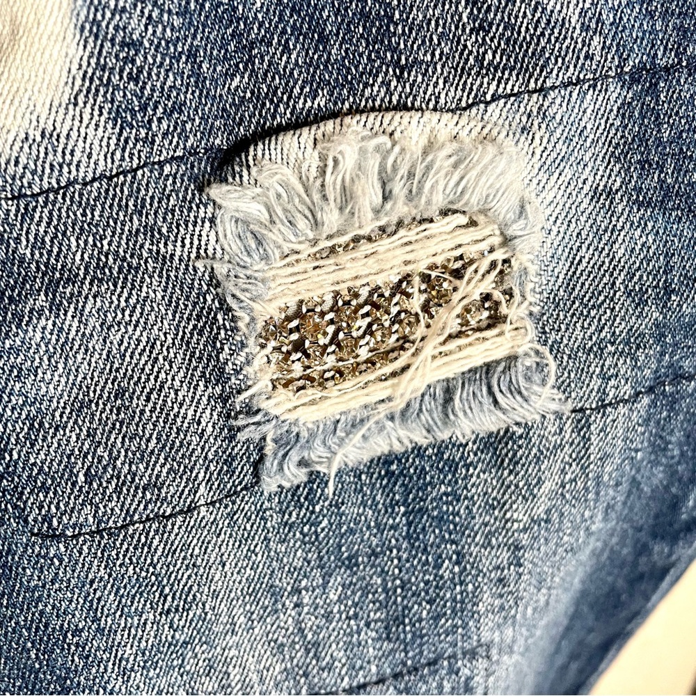 Allen B Allen Schwartz Women’s Embellished Distressed Denim Jeans Size 10 - Picture 4 of 11